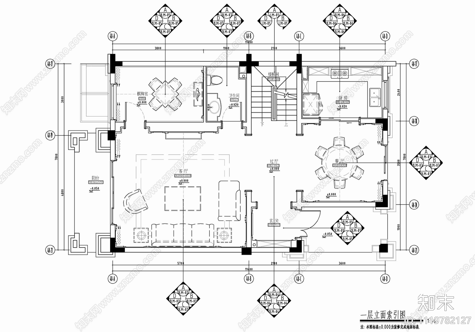 500㎡五层别墅CAD施工图cad施工图下载【ID:1119782127】