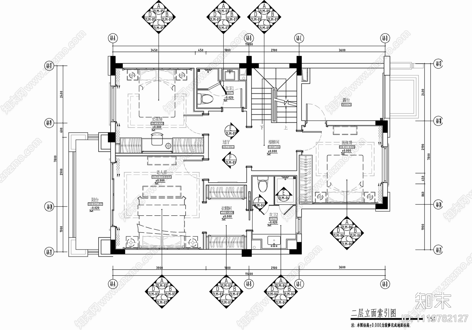 500㎡五层别墅CAD施工图cad施工图下载【ID:1119782127】