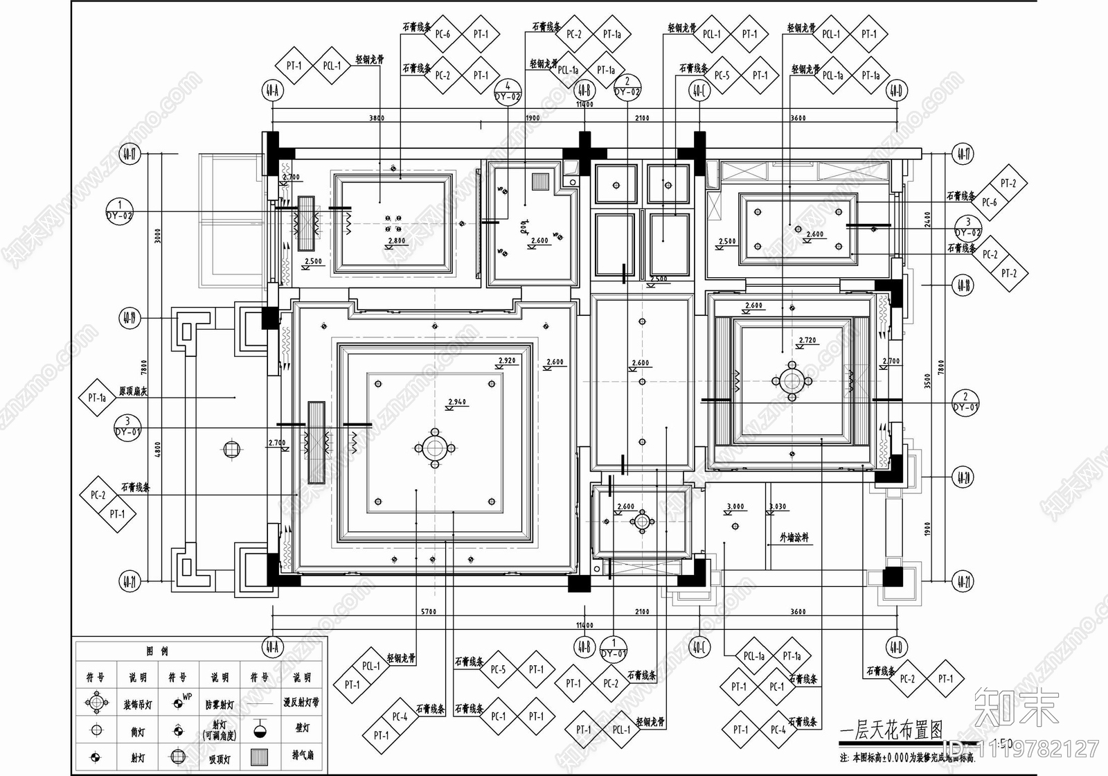 500㎡五层别墅CAD施工图cad施工图下载【ID:1119782127】