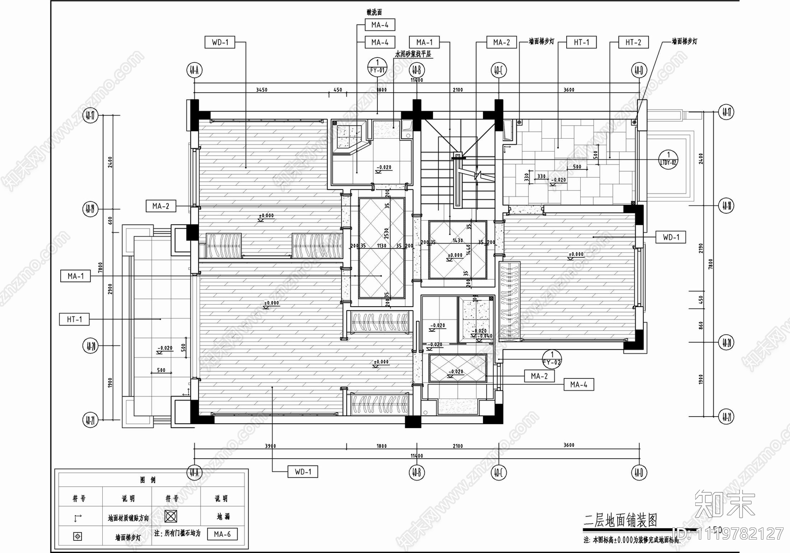 500㎡五层别墅CAD施工图cad施工图下载【ID:1119782127】