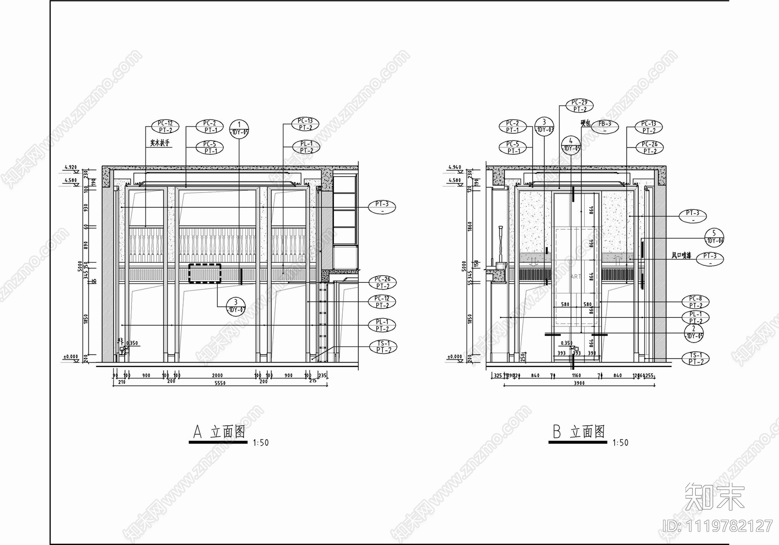 500㎡五层别墅CAD施工图cad施工图下载【ID:1119782127】