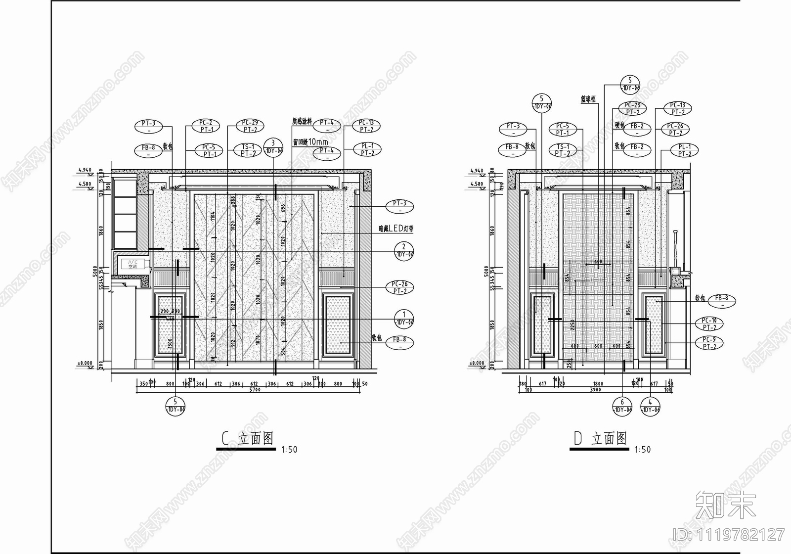 500㎡五层别墅CAD施工图cad施工图下载【ID:1119782127】