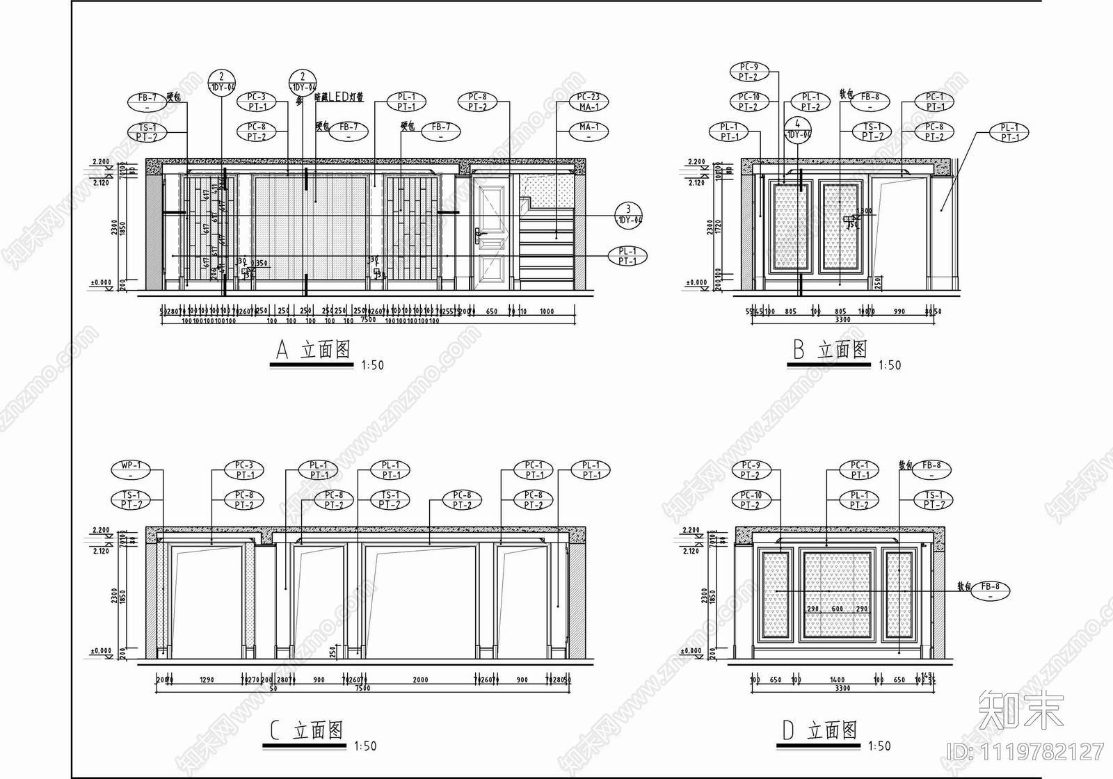 500㎡五层别墅CAD施工图cad施工图下载【ID:1119782127】