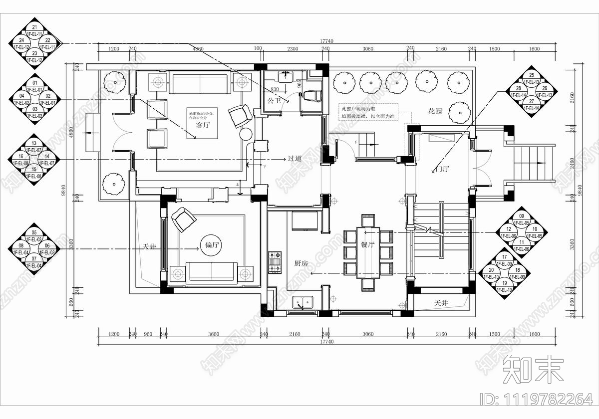 四层别墅CAD设计施工图cad施工图下载【ID:1119782264】