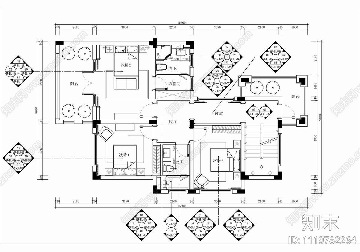 四层别墅CAD设计施工图cad施工图下载【ID:1119782264】