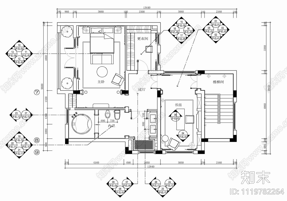 四层别墅CAD设计施工图cad施工图下载【ID:1119782264】