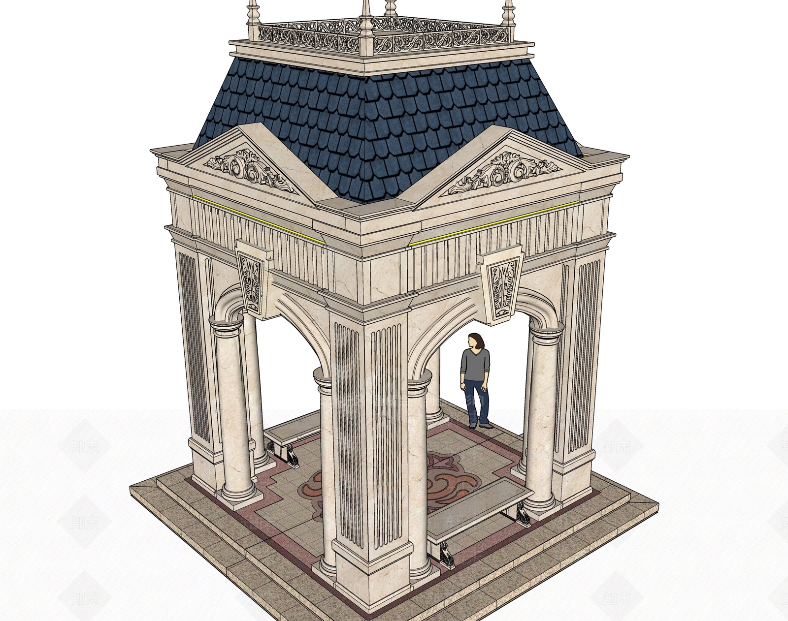 欧式景观亭SU模型下载【ID:1119782641】