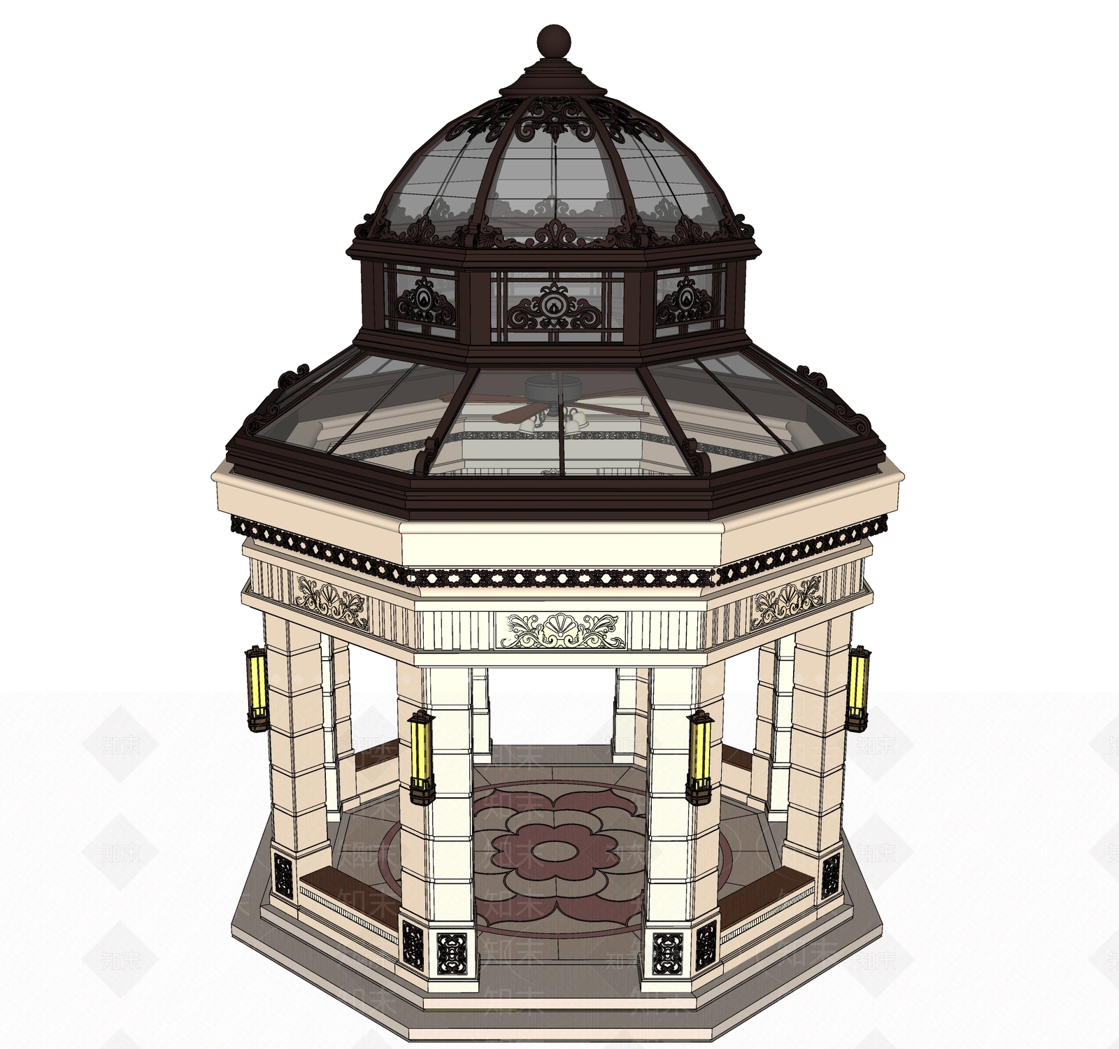 古典景观八角亭子SU模型下载【ID:1119782714】