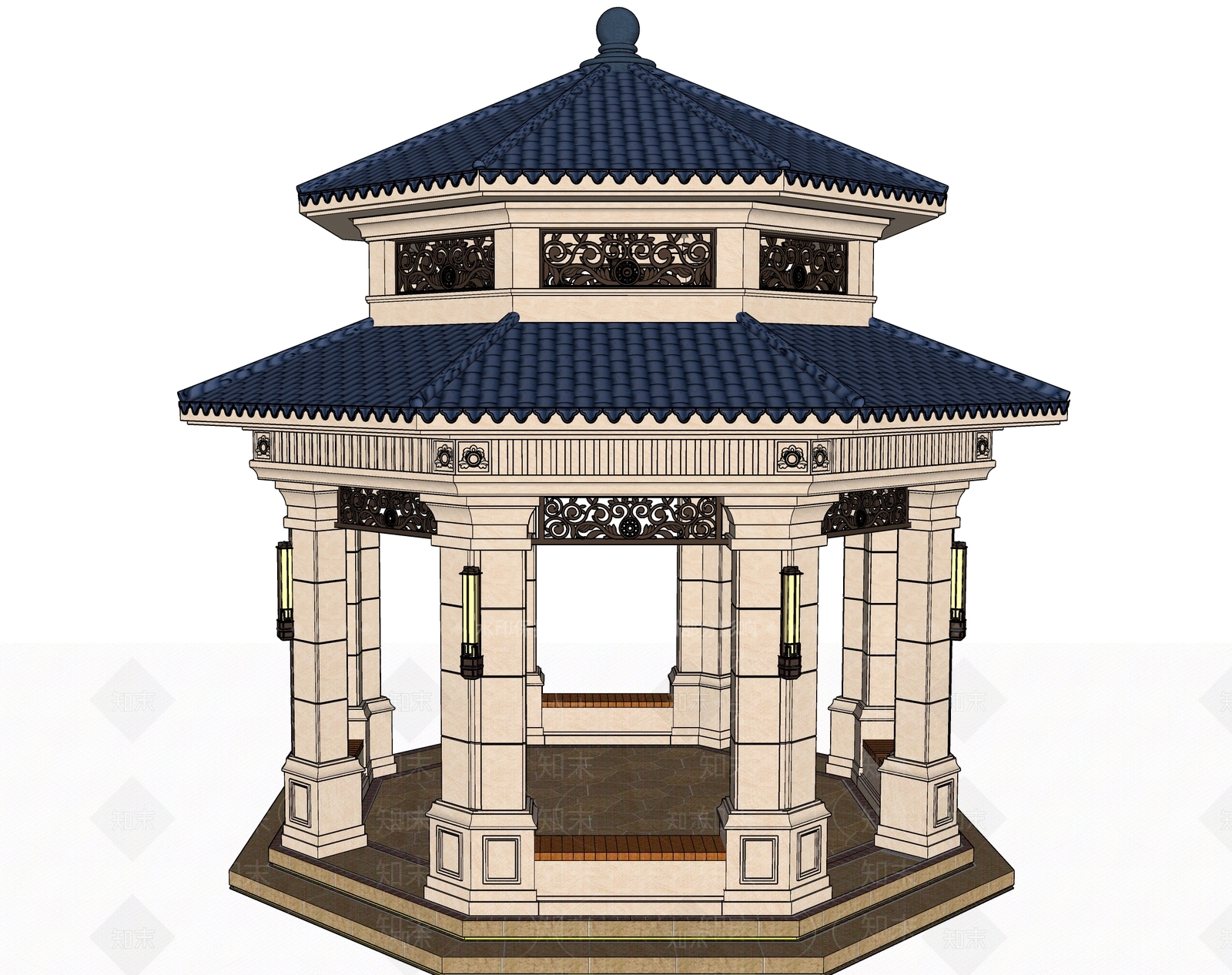 欧式景观亭SU模型下载【ID:1119782917】