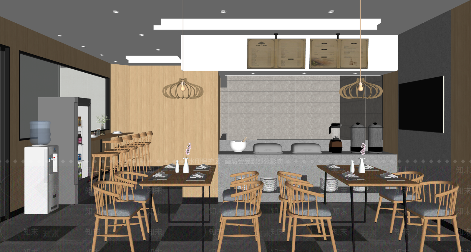 现代快餐店SU模型下载【ID:1119796490】