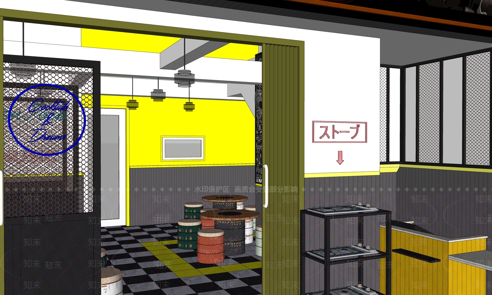 现代日料店SU模型下载【ID:1119808628】