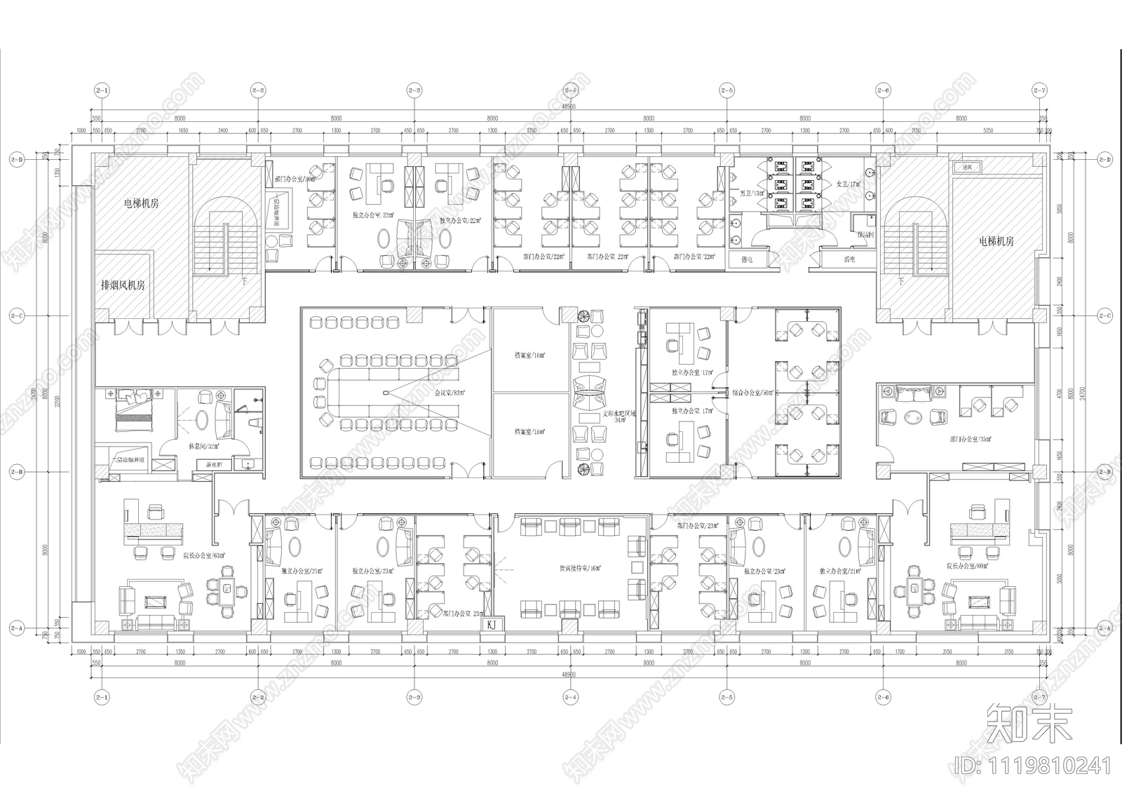 现代简约医院室内办公空间设计施工图cad施工图下载【ID:1119810241】