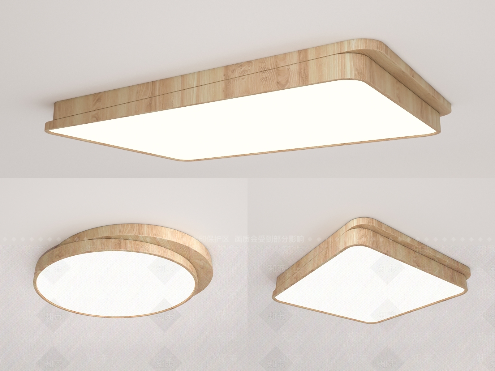 日式吸顶灯3D模型下载【ID:1119811689】