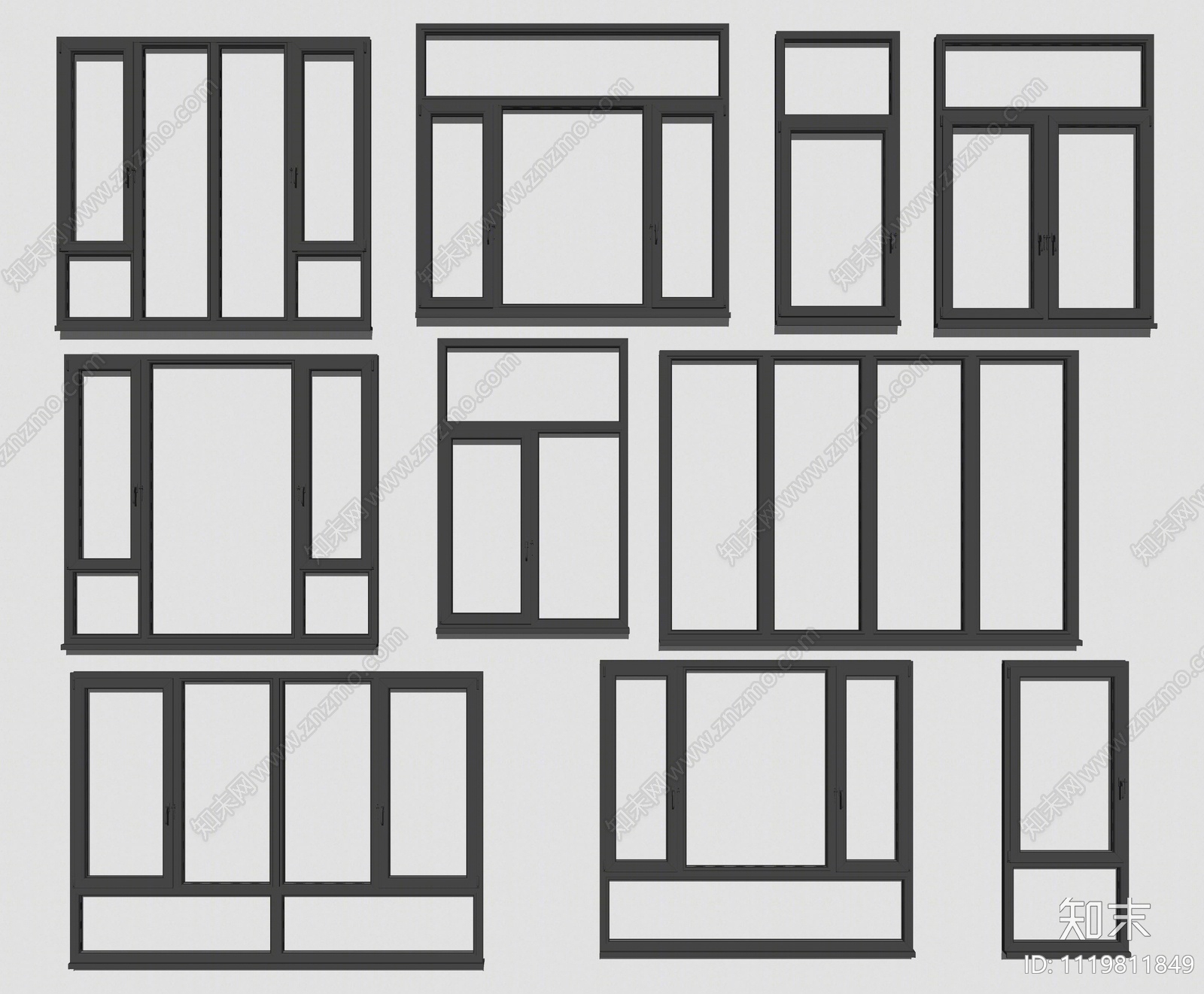 现代窗户组合SU模型下载【ID:1119811849】