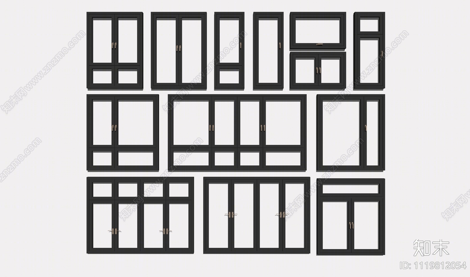现代窗户组合SU模型下载【ID:1119812054】