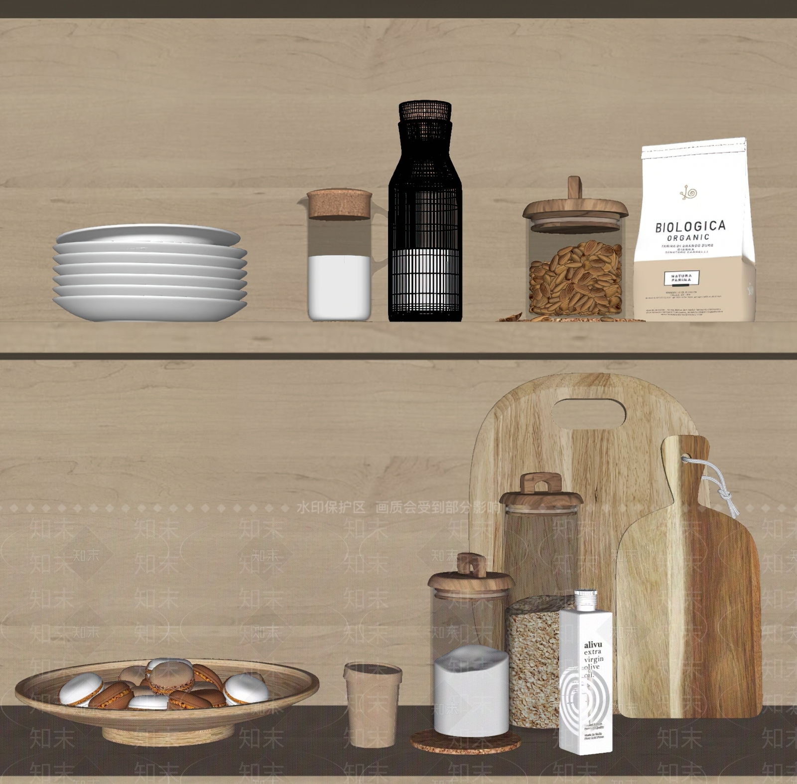 厨房用品组合SU模型下载【ID:1119814420】