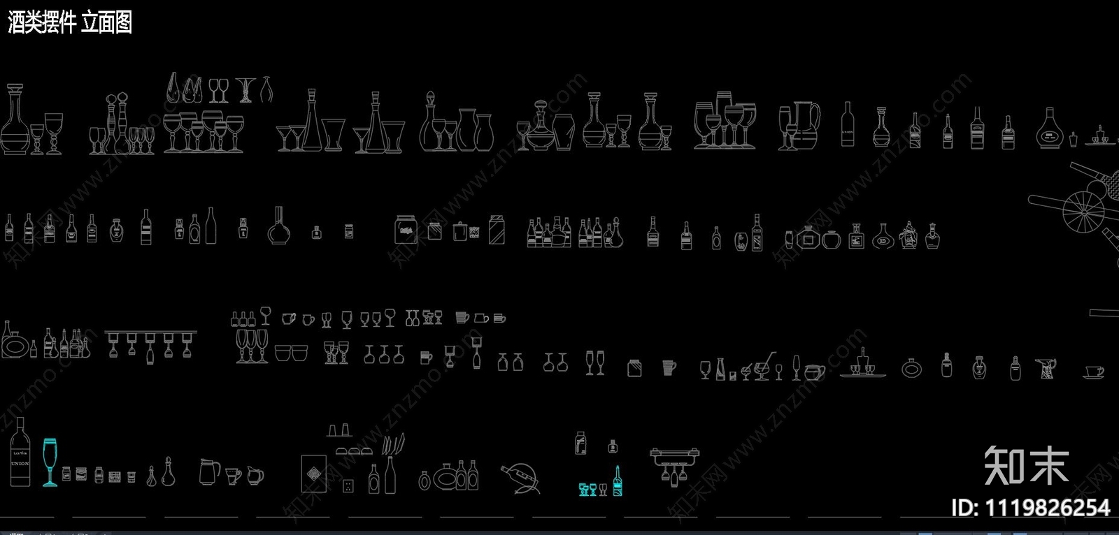 室内摆件立面图dwg施工图cad施工图下载【ID:1119826254】