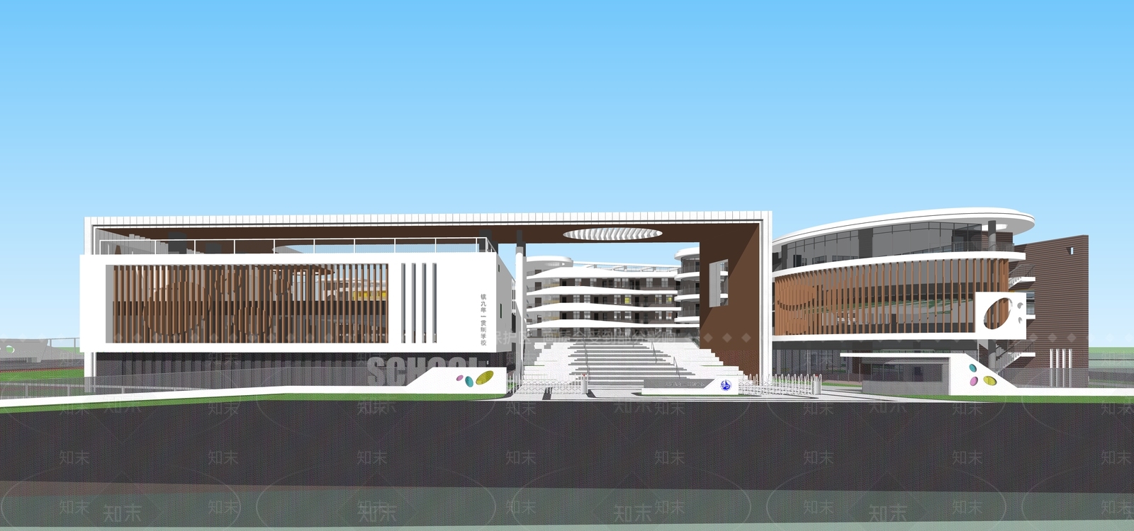学校建筑SU模型精品下载_SketchUp模型_知末网