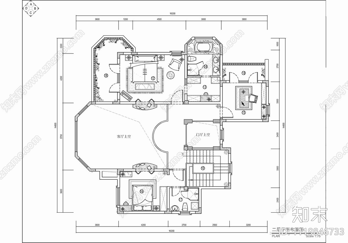 600㎡三层别墅设计平面图施工图施工图下载【ID:1119846733】