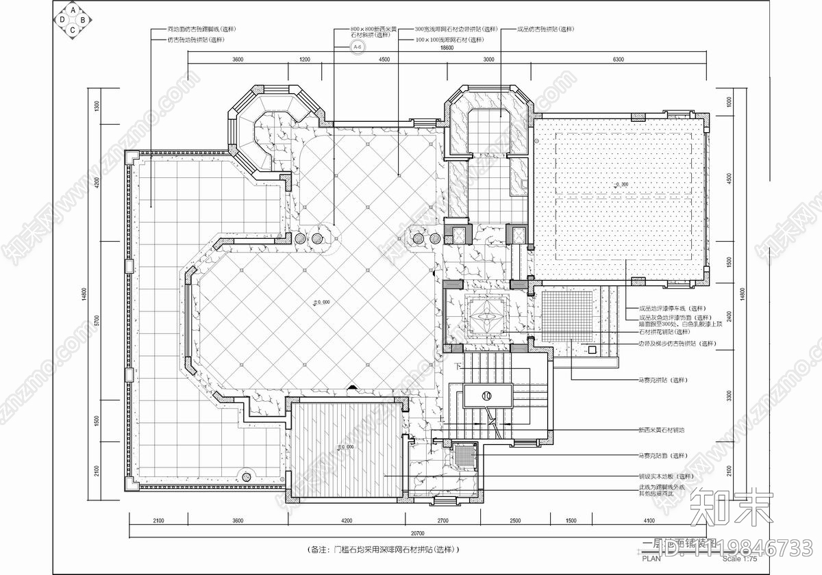 600㎡三层别墅设计平面图施工图施工图下载【ID:1119846733】