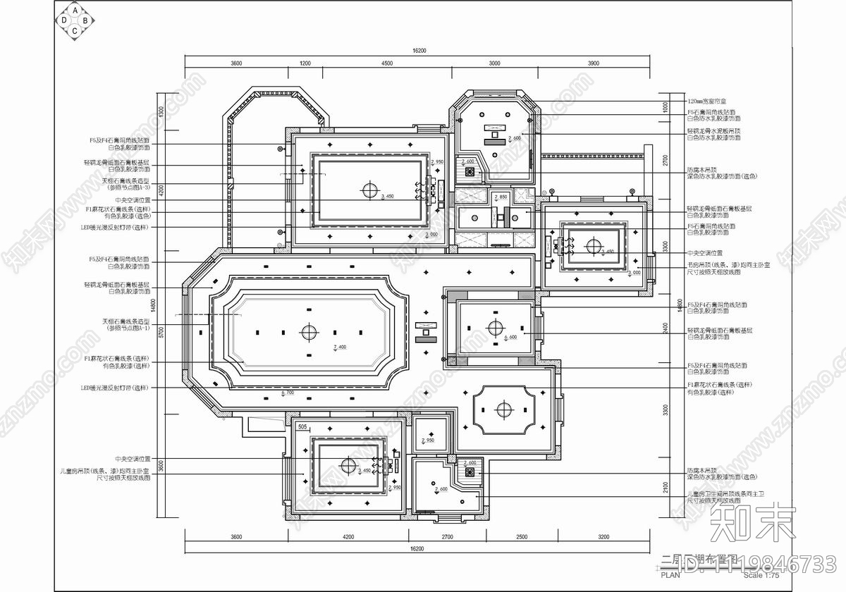 600㎡三层别墅设计平面图施工图施工图下载【ID:1119846733】