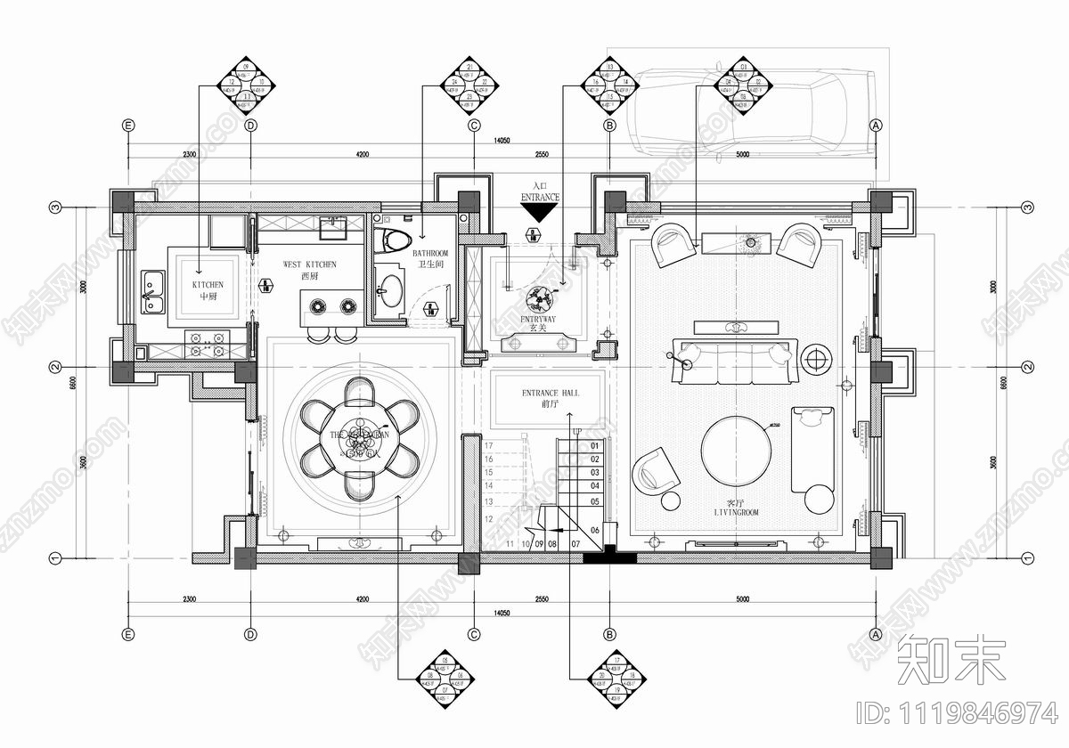 300㎡别墅样板房CAD施工图cad施工图下载【ID:1119846974】