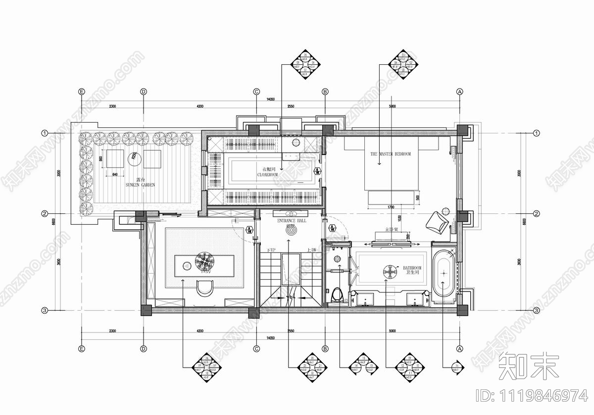 300㎡别墅样板房CAD施工图cad施工图下载【ID:1119846974】