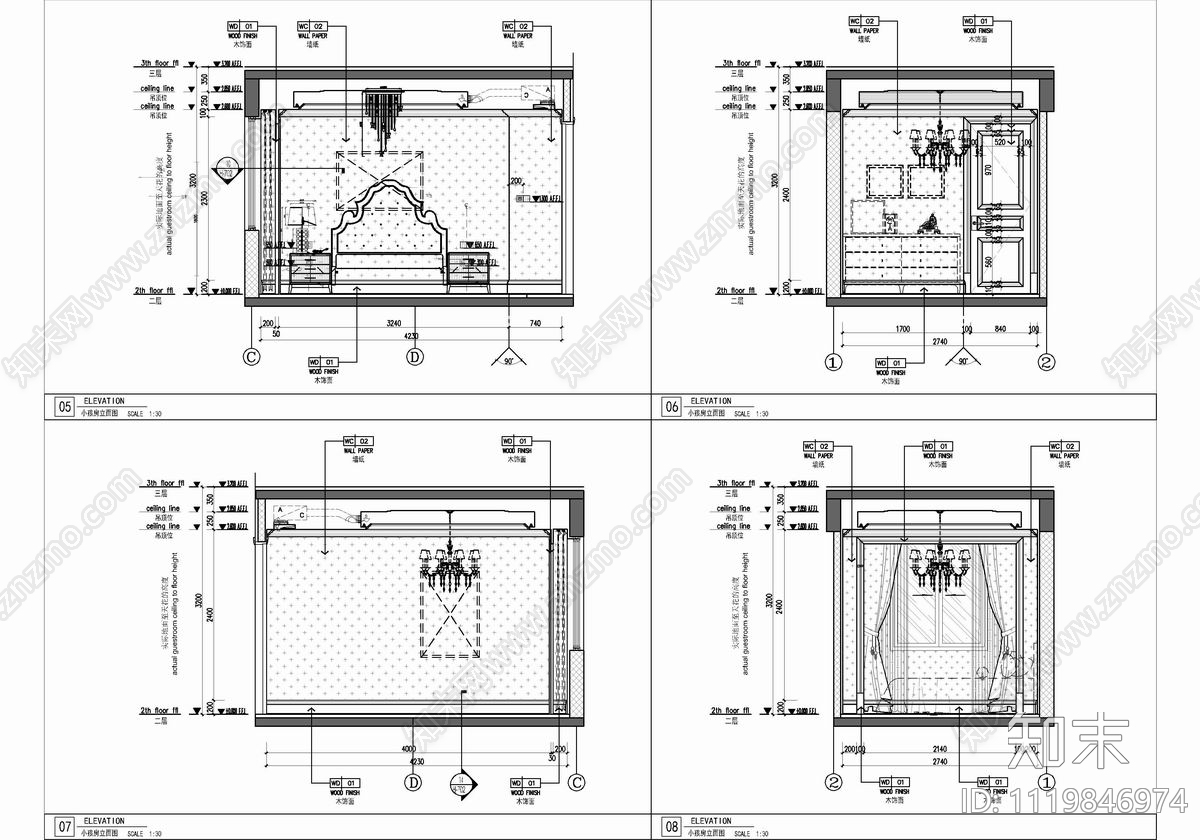 300㎡别墅样板房CAD施工图cad施工图下载【ID:1119846974】