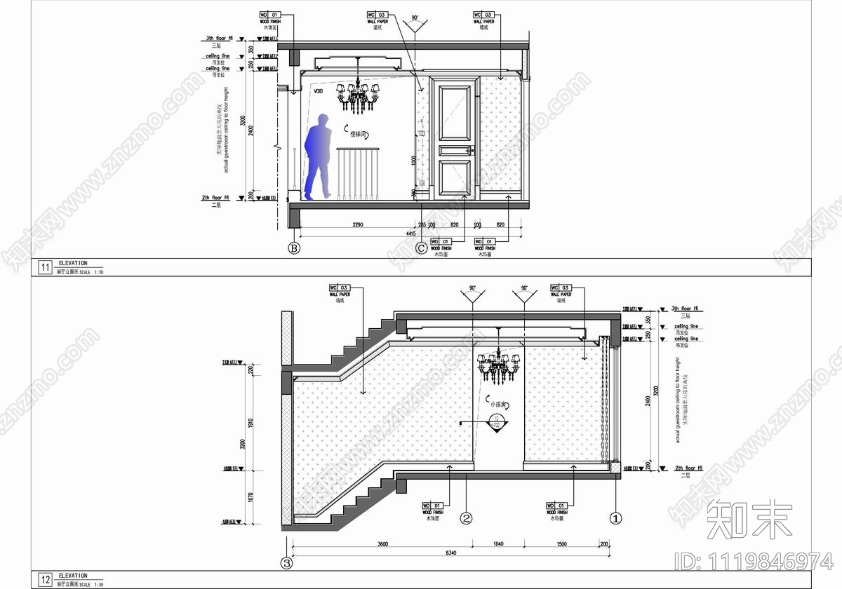 300㎡别墅样板房CAD施工图cad施工图下载【ID:1119846974】