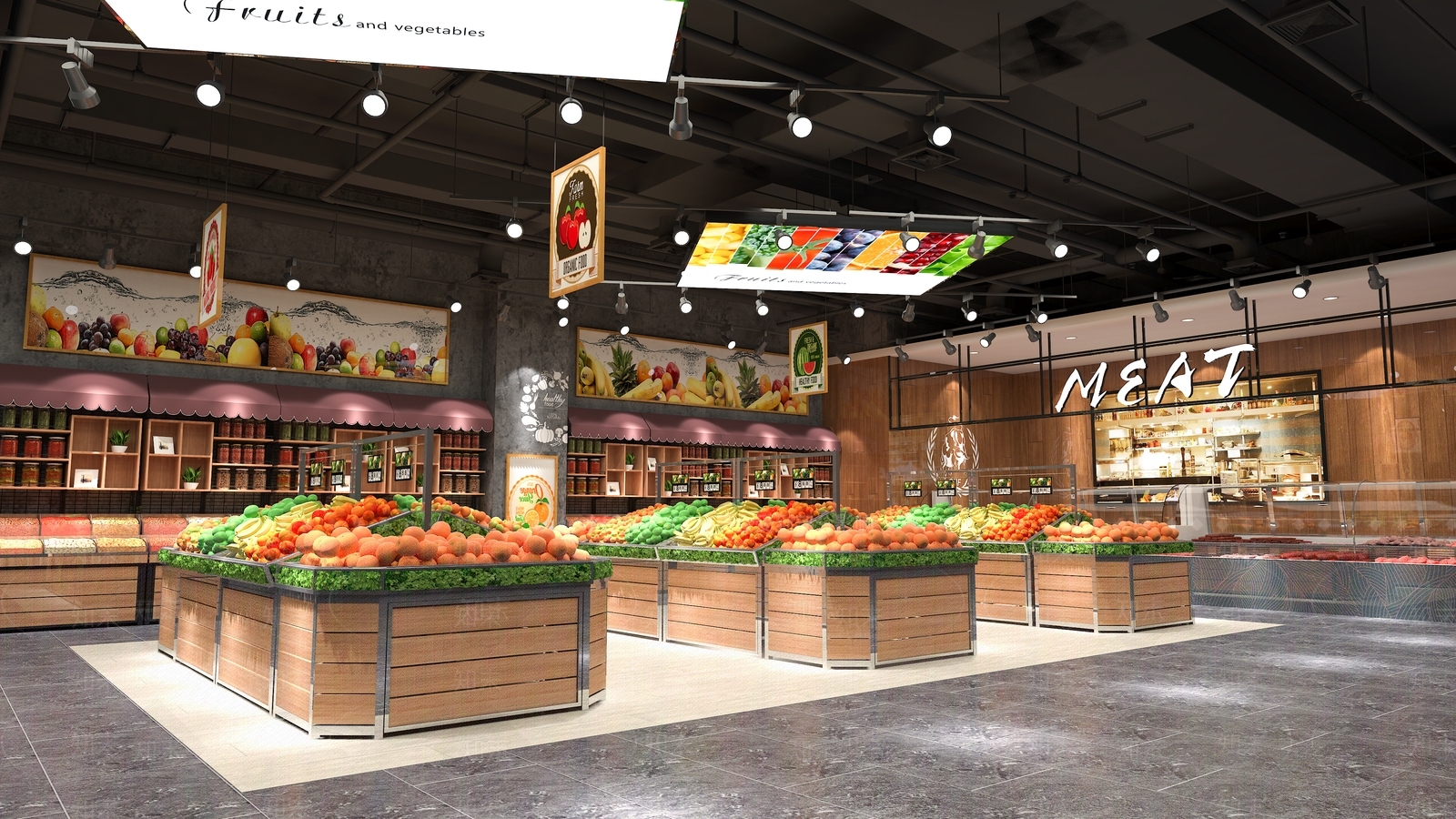 工业风超市蔬菜区3D模型下载【ID:1119867801】