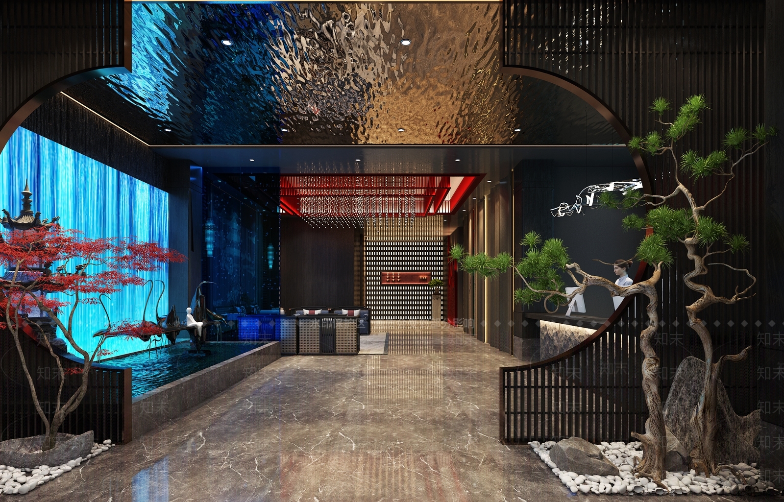 新中式足浴大厅3D模型下载【ID:1119874651】