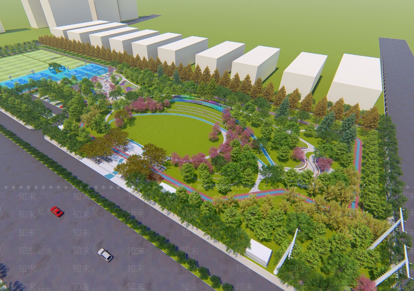 现代公园景观SU模型下载【ID:1119889173】