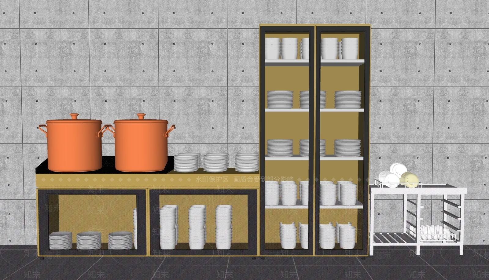 厨房用品组合SU模型下载【ID:1119891590】