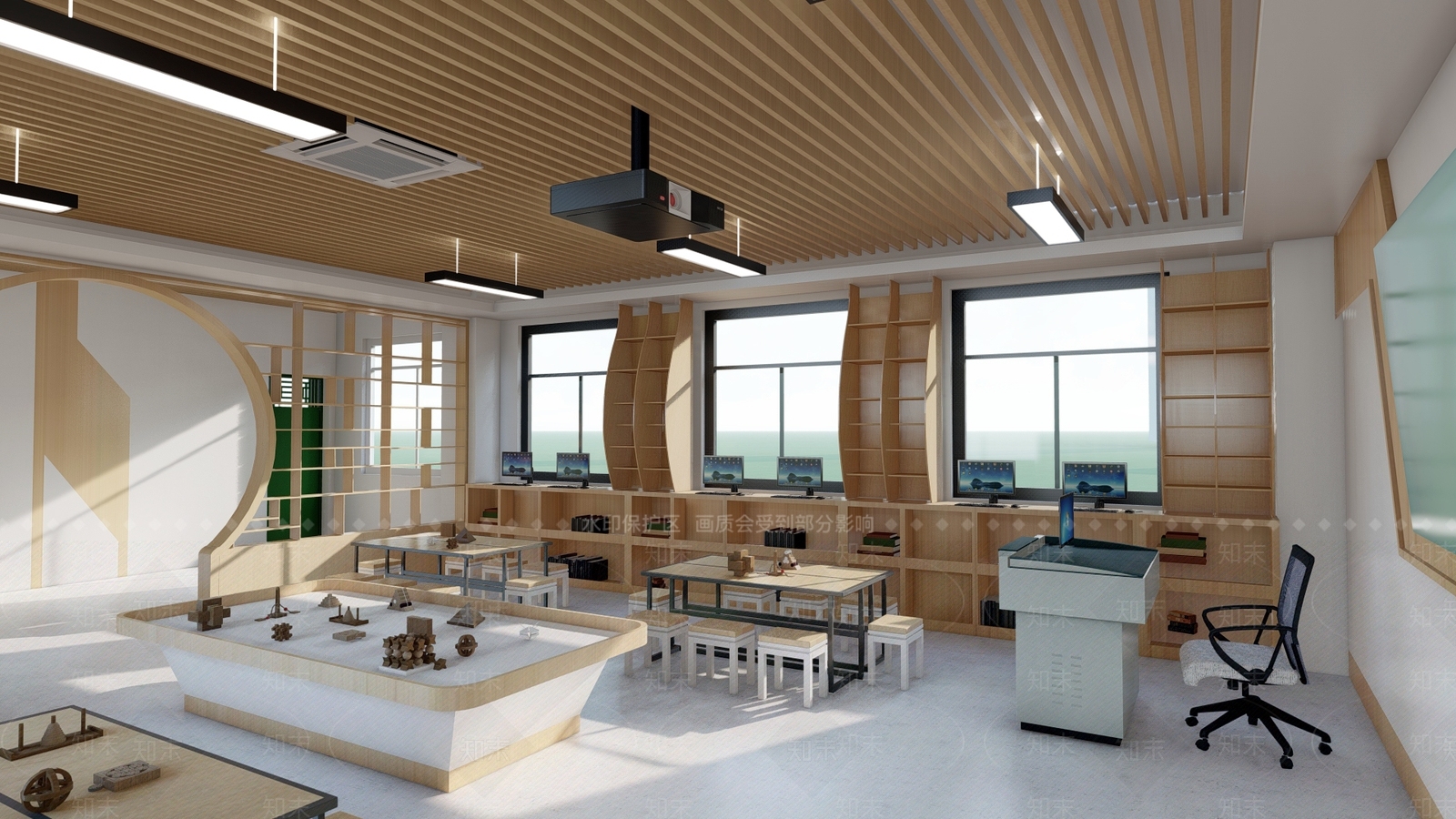 现代学校电脑教室SU模型下载【ID:1119907210】