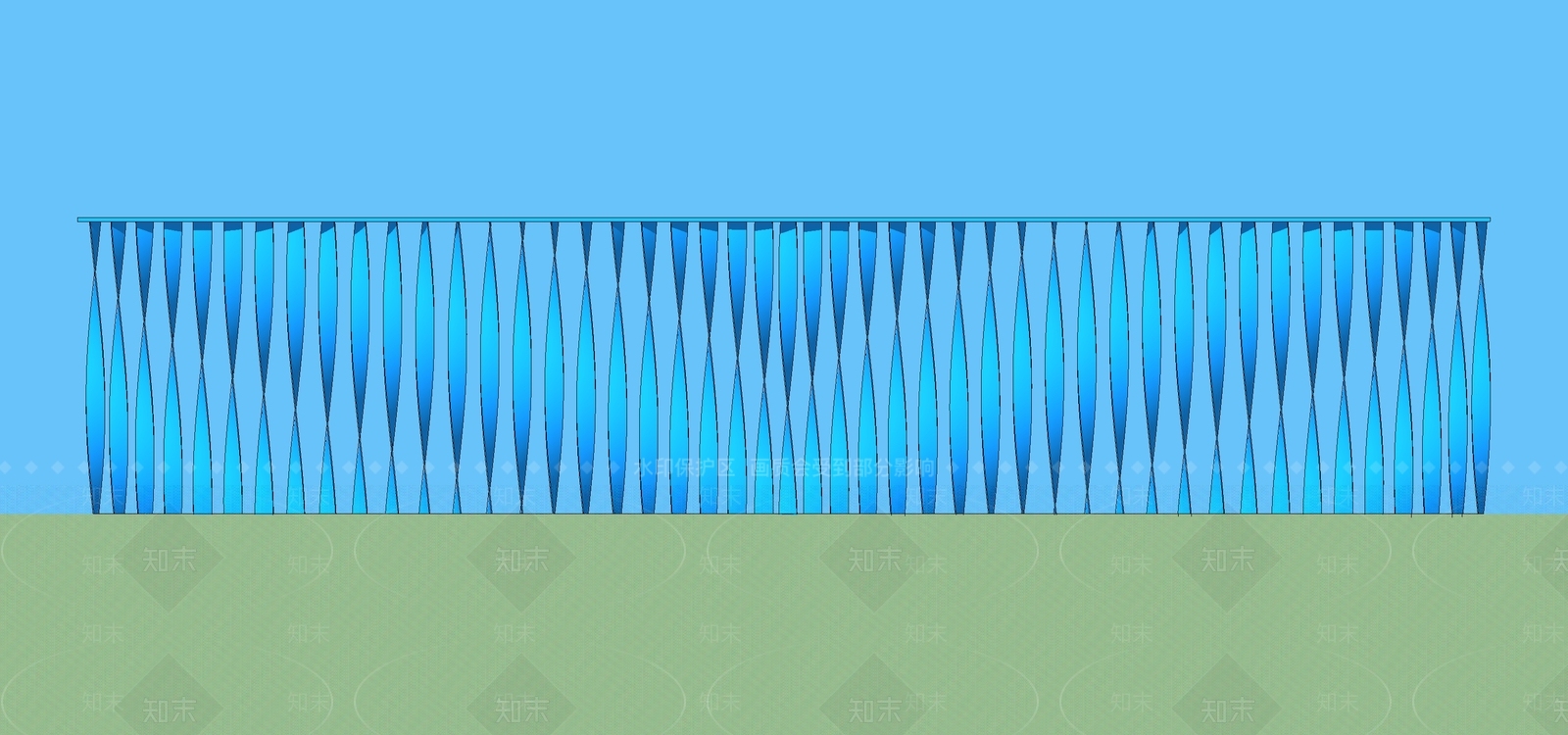 现代景观波浪护栏SU模型下载【ID:1119910405】