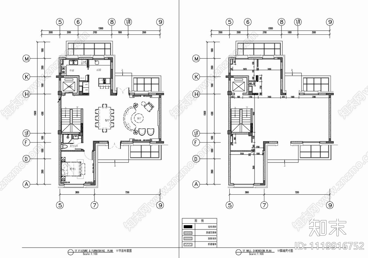 三层别墅样板间CAD施工图cad施工图下载【ID:1119916752】