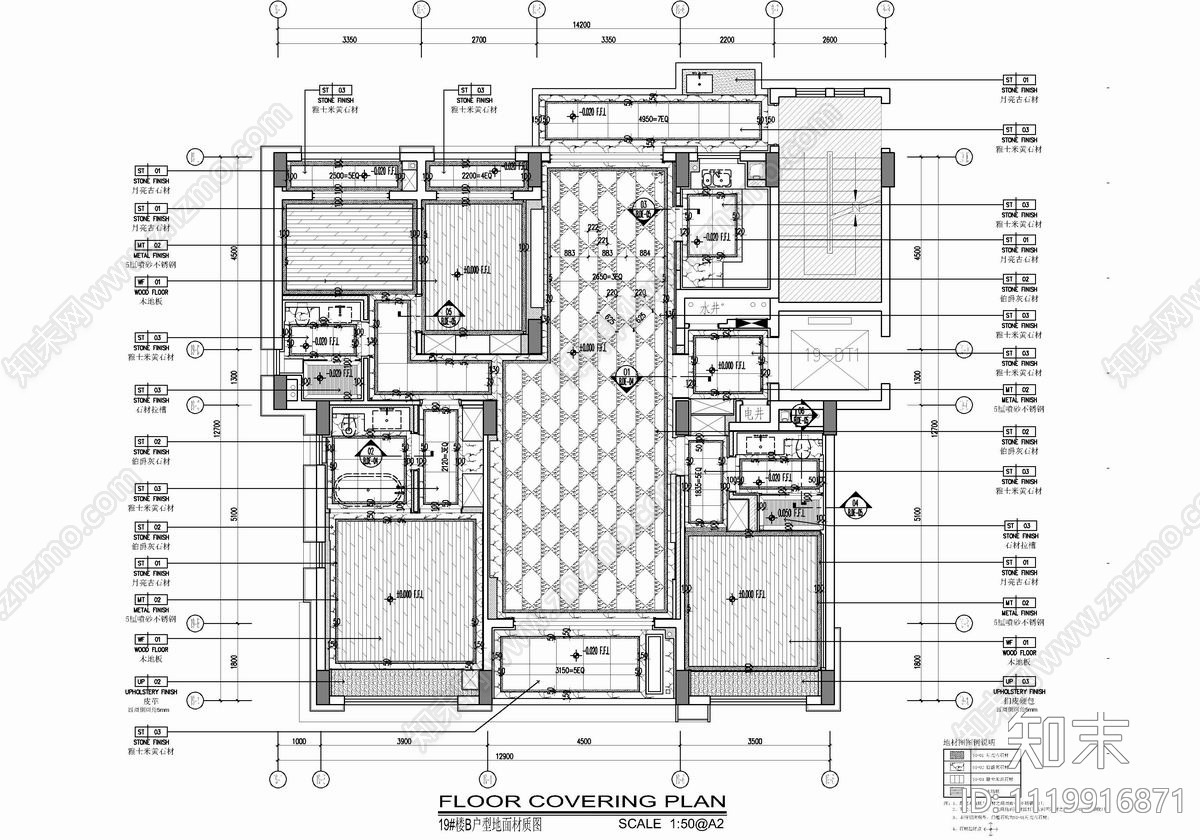 160㎡家装大平层CAD施工图cad施工图下载【ID:1119916871】