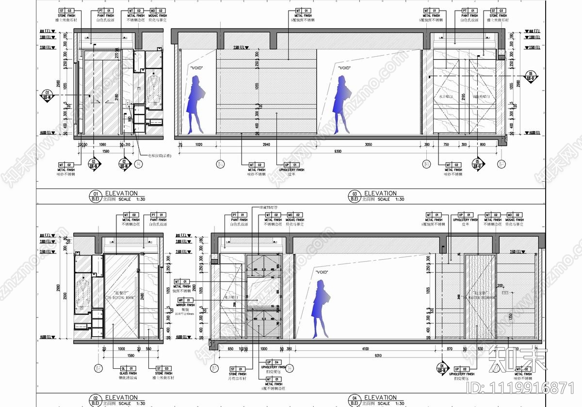 160㎡家装大平层CAD施工图cad施工图下载【ID:1119916871】