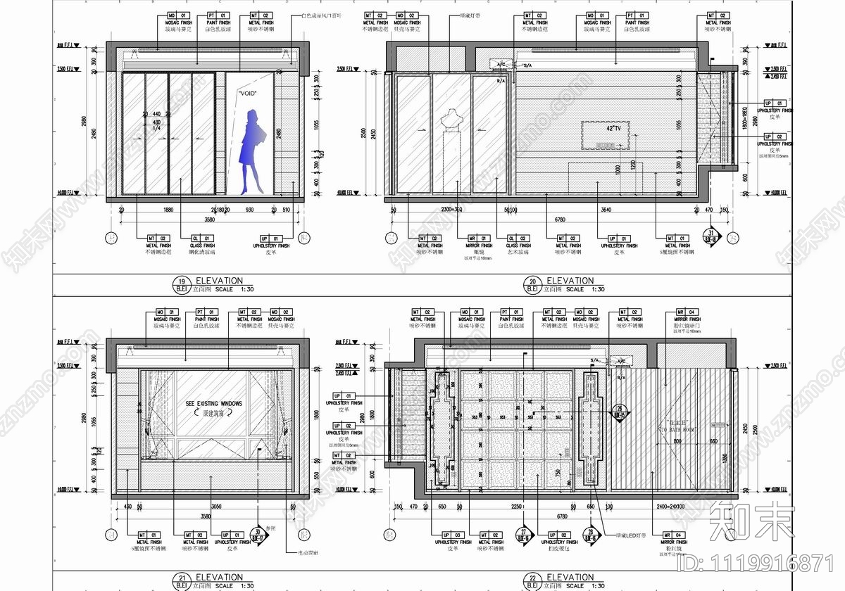 160㎡家装大平层CAD施工图cad施工图下载【ID:1119916871】