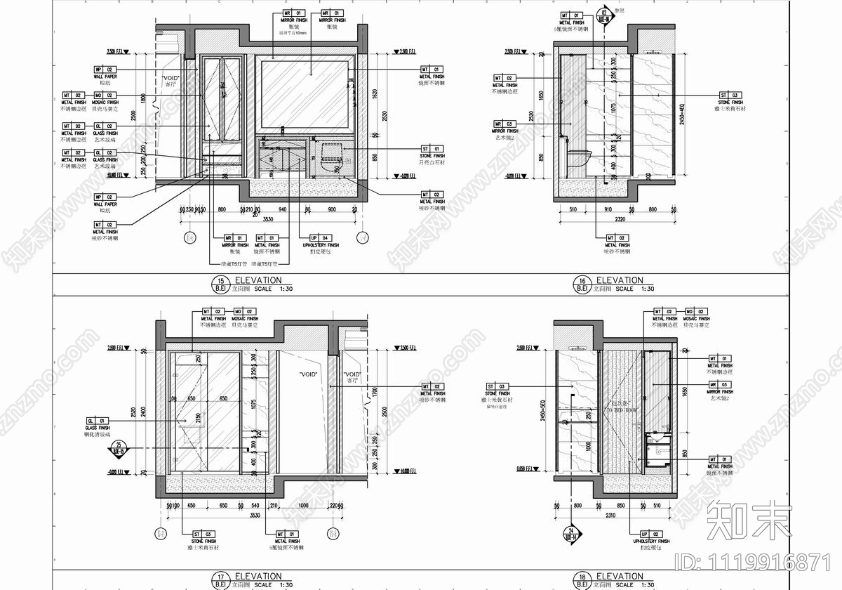 160㎡家装大平层CAD施工图cad施工图下载【ID:1119916871】