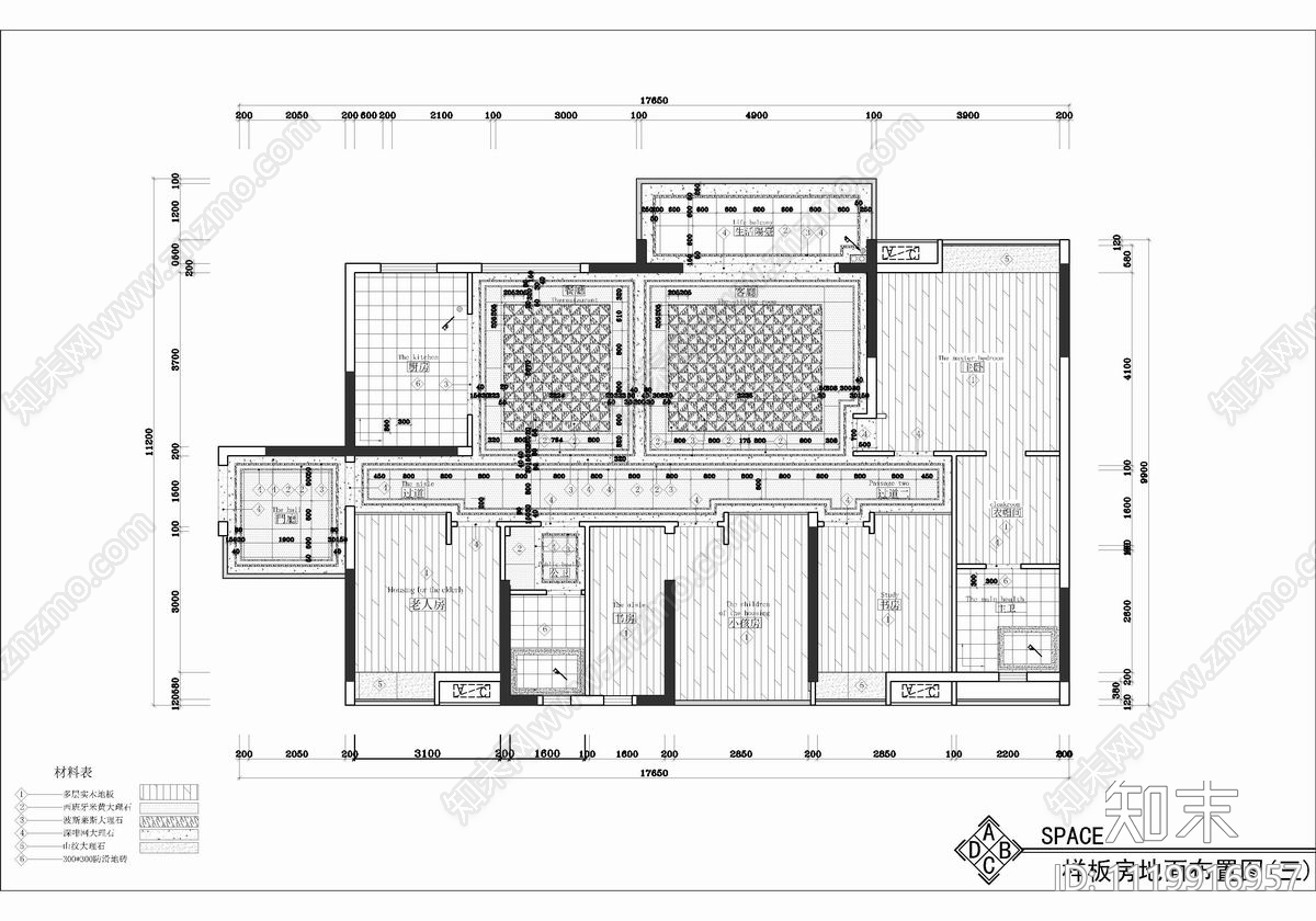 180㎡大平层家装样板间CAD施工图cad施工图下载【ID:1119916957】