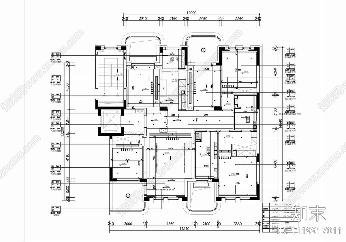 230㎡现代简约大平层CAD彩平图施工图施工图下载【ID:1119917011】