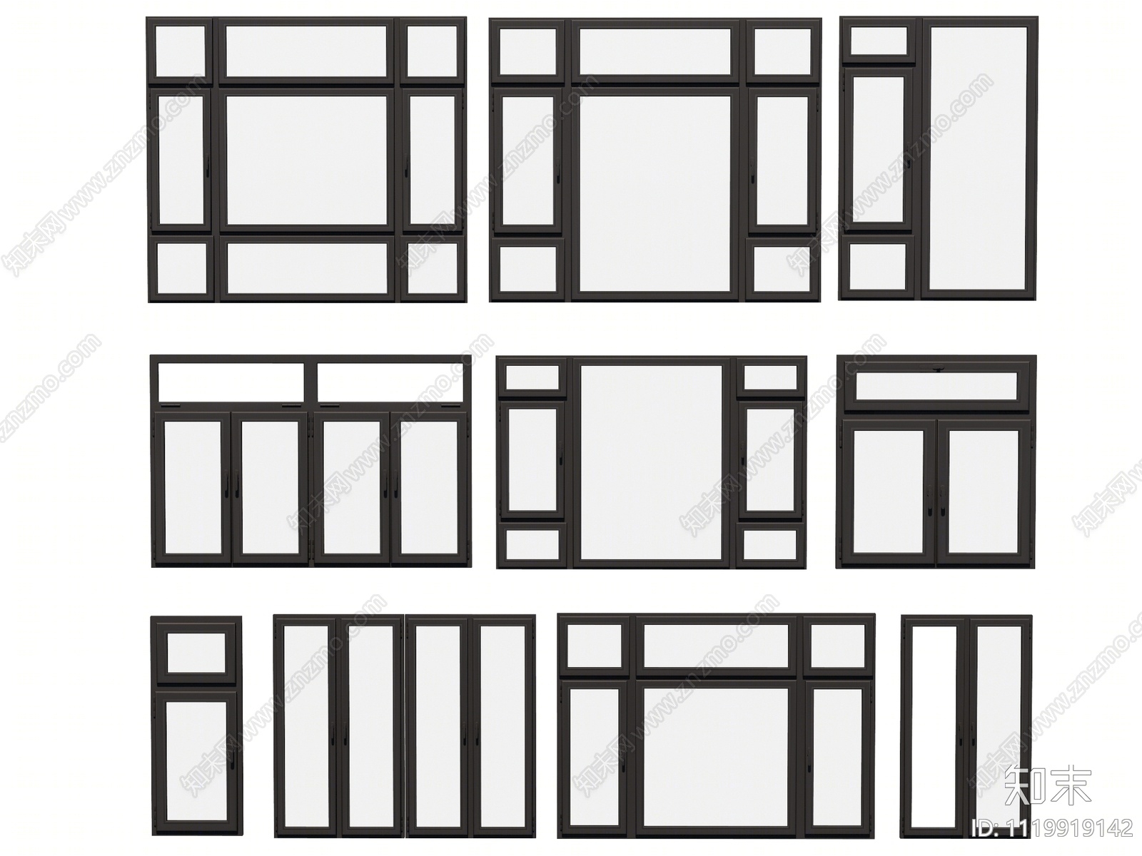 现代铝合金窗户组合SU模型下载【ID:1119919142】