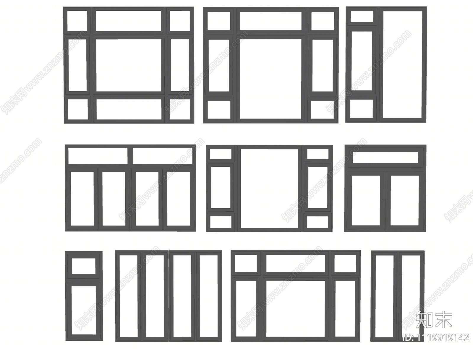现代铝合金窗户组合SU模型下载【ID:1119919142】