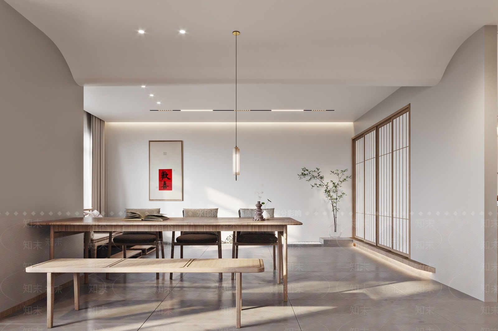 新中式民宿休息区3D模型下载【ID:1120127982】