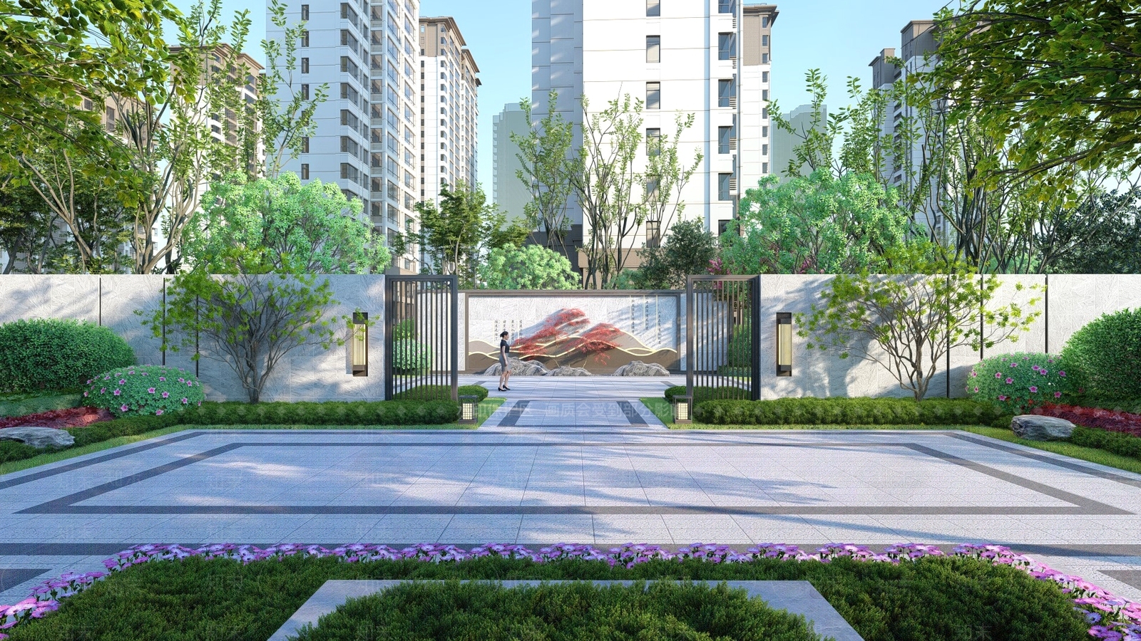 新中式小区入口大门SU模型下载【ID:1119948874】