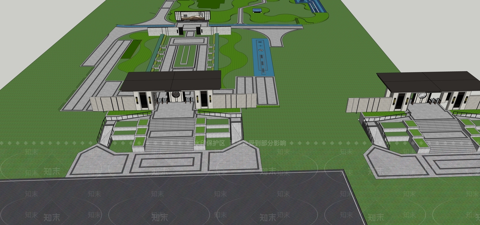 新中式小区入口大门SU模型下载【ID:1119948874】