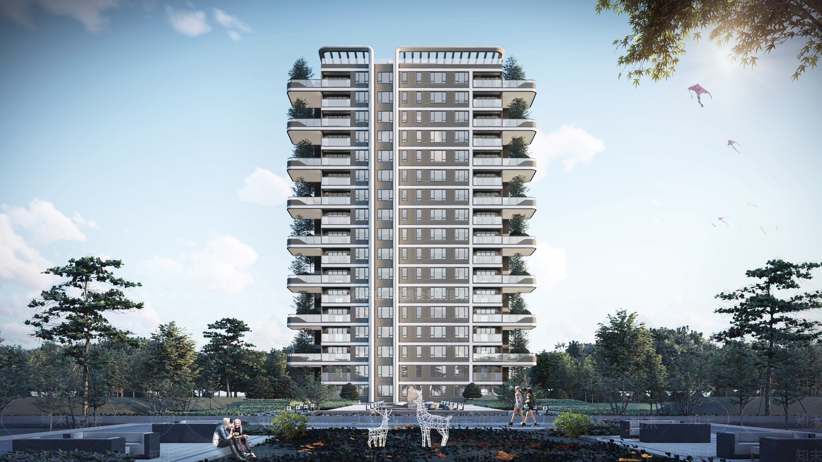 现代高层住宅SU模型下载【ID:1119951711】