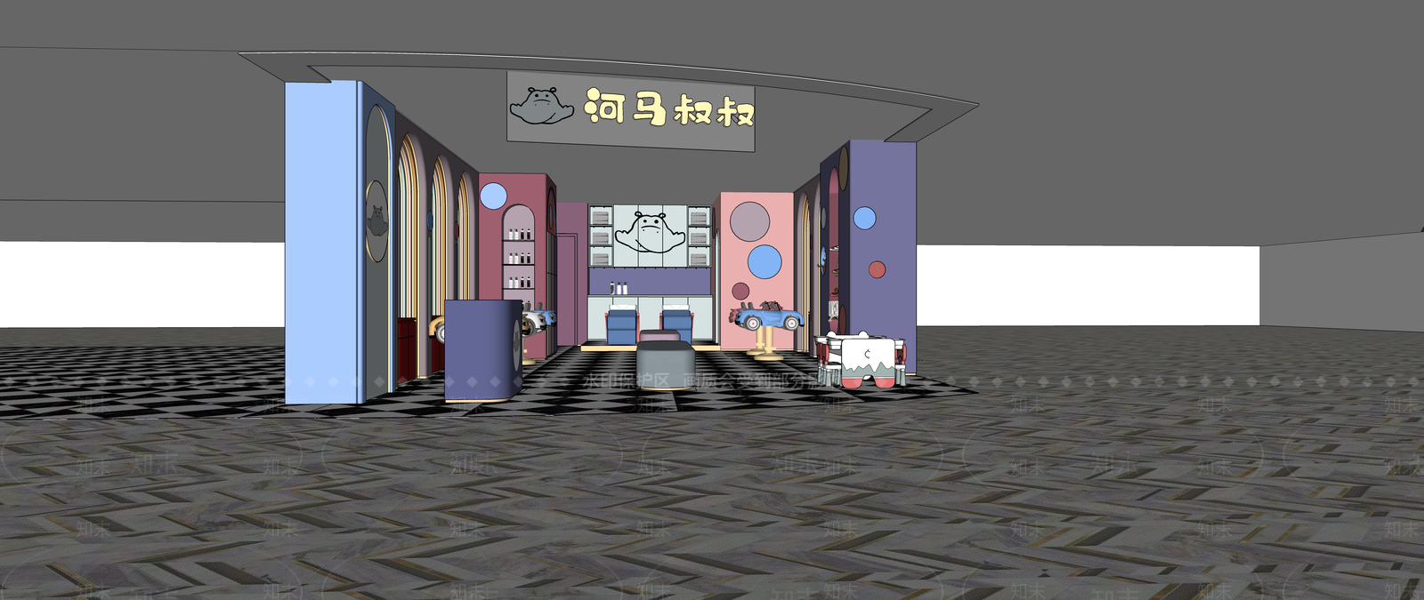现代儿童理发店SU模型下载【ID:1119953651】
