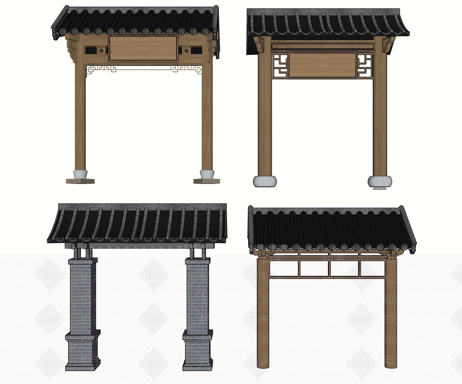 中式牌坊牌楼SU模型下载【ID:1119964615】